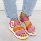 Rieker W2950-31 Women's Pink Leather High Heel Sandals Footwear Your Sports Performance