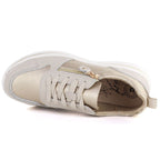 Women's leather low shoes in beige and gold eVento 9784 eVento