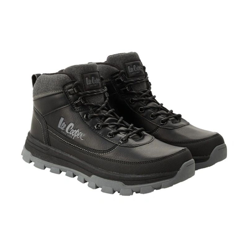 Lee Cooper men's winter sports shoes, black insulated ankle boots