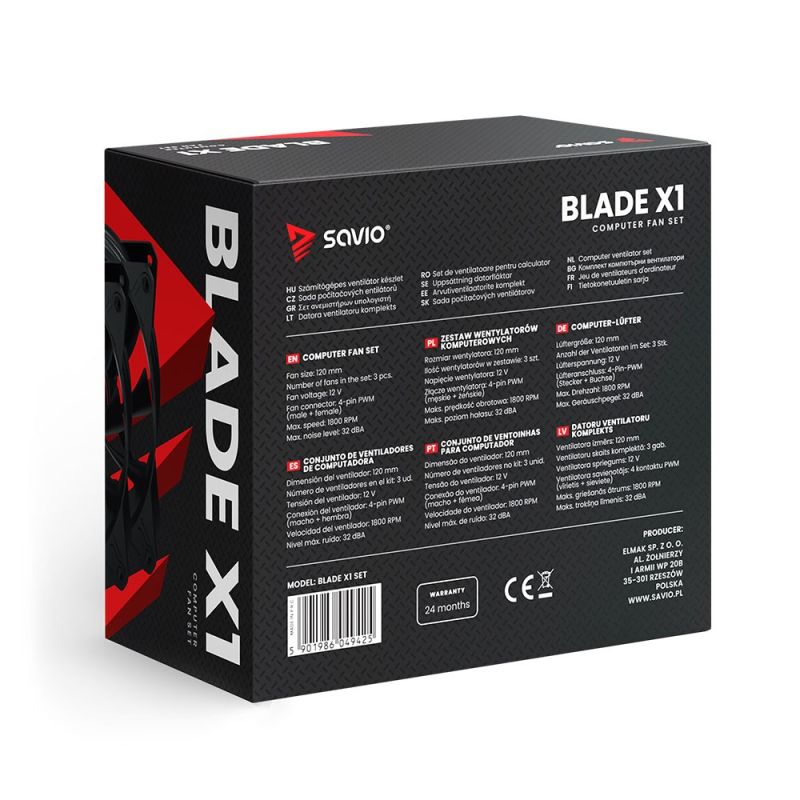 SAVIO 3 X 120MM 4-PIN PWM BLADE FAN SET Chłodzenie/Chłodzenie - zestawy Your Sports Performance