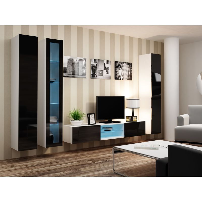 VIGO glass display cabinet '180' 180/40/30 white/black Bufety i witryny/Bufety i witryny na drewnianej podstawie Your Sports Performance