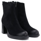 Black women’s heeled platform ankle boots Potocki SZ12844