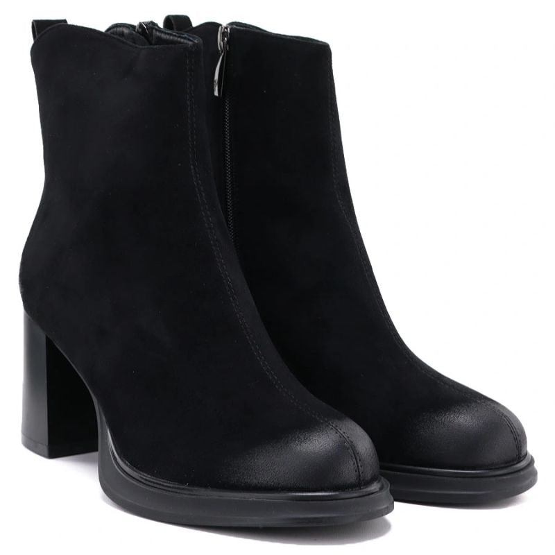 Black women’s heeled platform ankle boots Potocki SZ12844