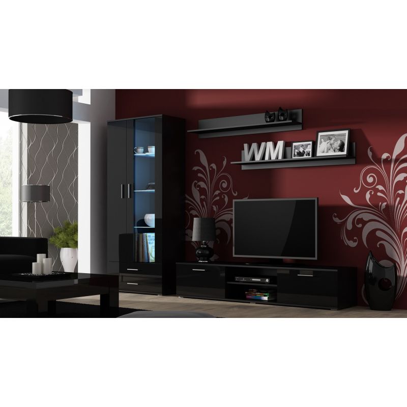 SOHO S6 2D2S display cabinet black/gloss black Bufety i witryny/Bufety i witryny na drewnianej podstawie Your Sports Performance