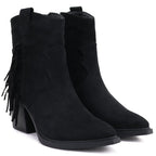 Women's insulated cowboy boots with fringes, black M.Daszyński MR2520-1