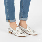 Women's leather openwork shoes, white Jezzi OL50-1 To be categorized Your Sports Performance