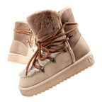 D.Franklin women's winter snow boots, fashionable fur lining, brown beige high D.Franklin