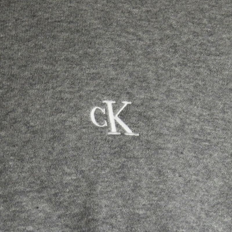 Calvin Klein Zip Fleece Hoodie Logo Tape Grey Heather - LZ04RE285G-P7E