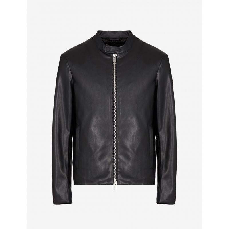Armani Exchange Men's Stand-Up Collar Leather Jacket (8NZB08-ZNAAZ-1200) In preparation Your Sports Performance