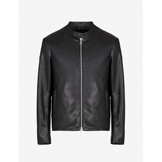 Armani Exchange Men's Stand-Up Collar Leather Jacket (8NZB08-ZNAAZ-1200) In preparation Your Sports Performance