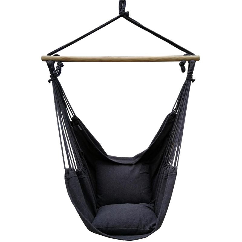 BRAZILIAN HAMMOCK CHAIR 100X130CM AND 2 PILLOWS 40X40CM BLACK Home and Garden/Garden Your Sports Performance