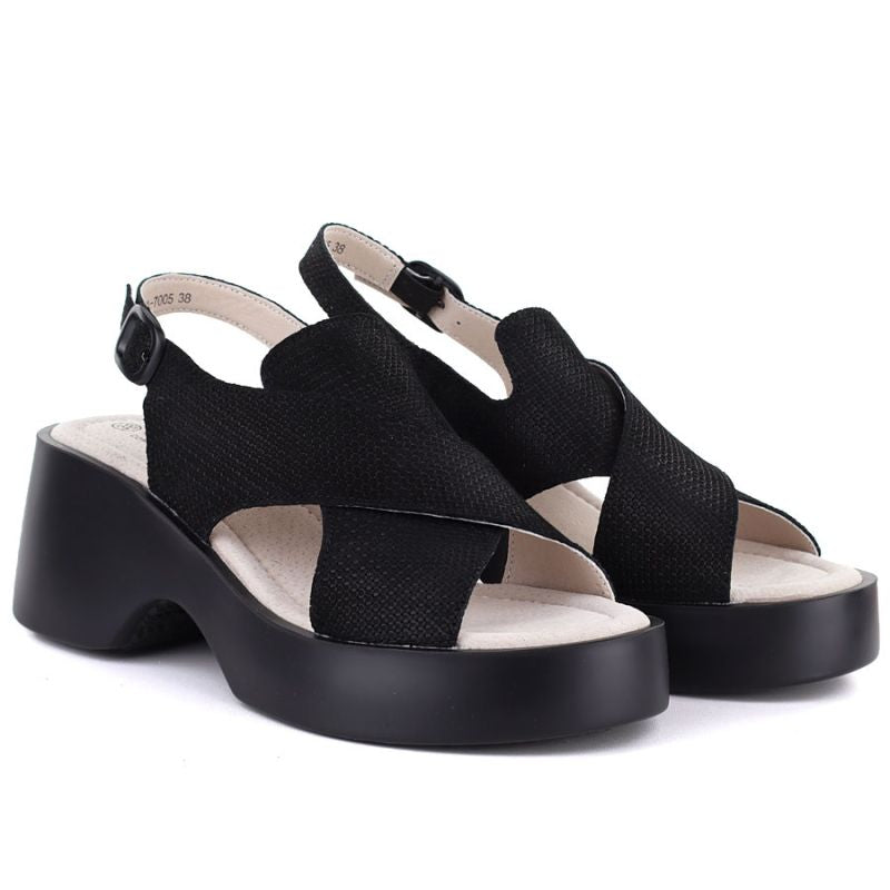 Women's leather sandals on a black platform S.Barski 7005 S.Barski