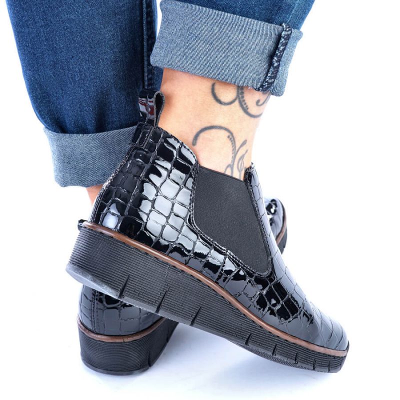 Rieker W R474 snakeskin leather ankle boots black Footwear/Lifestyle/Rieker Your Sports Performance