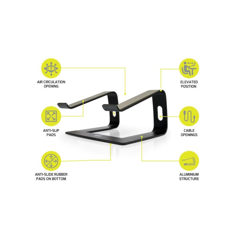 Port Designs 901103 Laptop Stand Notebook Holder Aluminum, Black 39.6 cm (15.6") Chłodzenie/Podstawki pod notebooki Your Sports Performance