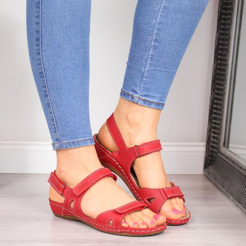 Red Velcro leather sandals W Helios 205 Footwear/Outdoor Your Sports Performance