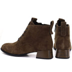 Women's leather ankle boots with heels, camel suede, Vinceza FIO27-67036