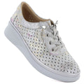 Women's leather openwork wedge shoes, gray Vinceza 79603 To be categorized Your Sports Performance