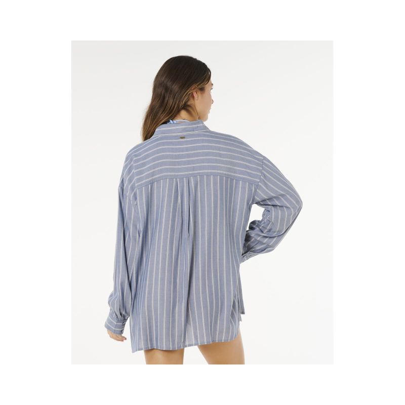 RIP CURL Women's Beach Days Pinstripe Shirt Blue