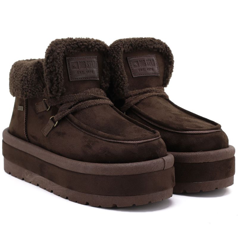 Waterproof women's snow boots with platform, brown Big Star UU274214