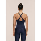 CASALL Women's Shaped Block Built in Bra Tank Navy Blue