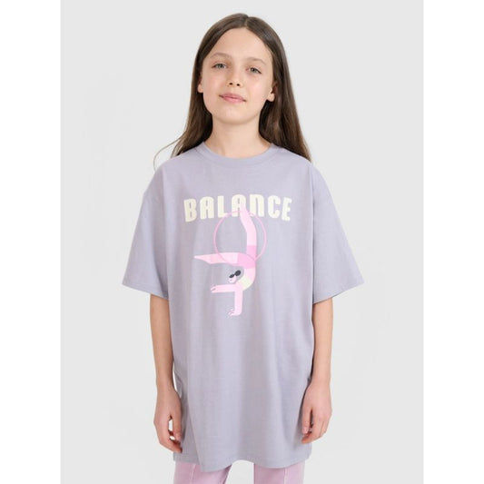 Oversized T-shirt with print for girls 4F 4FJRSS25TTSHF2646-25S *Kategoria tymczasowa Your Sports Performance
