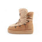 D.Franklin women's winter snow boots, fashionable fur lining, brown beige D.Franklin