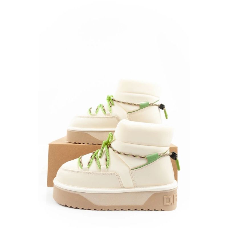 Women's winter snow boots D.Franklin fashionable fur insulated ankle boots beige green D.Franklin
