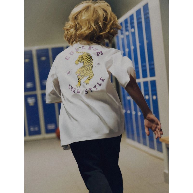 Boys' loose-fit printed T-shirt 4F 4FJRAW26TTSHM4527-10S