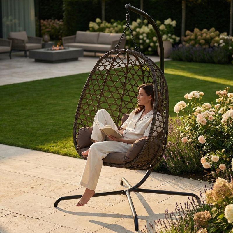COCOON HANGING CHAIR 105x195CM DARK BROWN Home and Garden/Garden Your Sports Performance