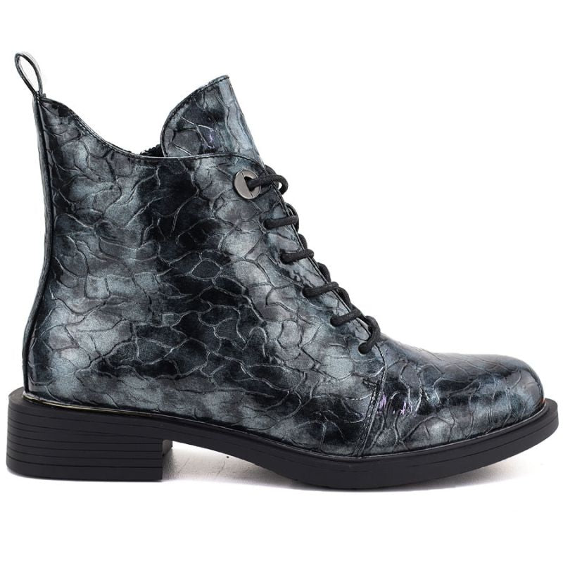 Women's patent leather ankle boots, gray, S.Barski HY62-8140