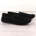 Men's Suede Slip-On Loafers with Openwork Black News 4873 Footwear Your Sports Performance