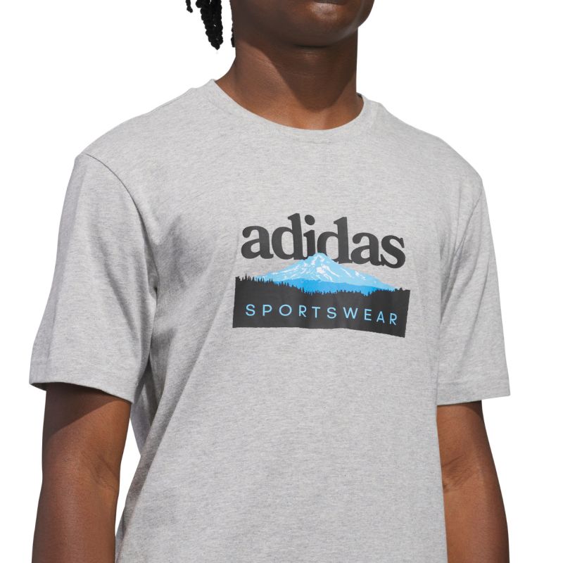 adidas Sportsman Mountain Graphic Men's T-Shirt Light Gray KC9253