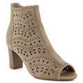 Women's openwork suede high-heeled ankle boots in beige Jezzi ASA283-8 To be categorized Your Sports Performance
