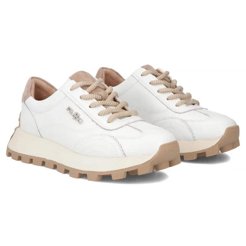 Leather platform sneakers, white, Filippo DP7498
