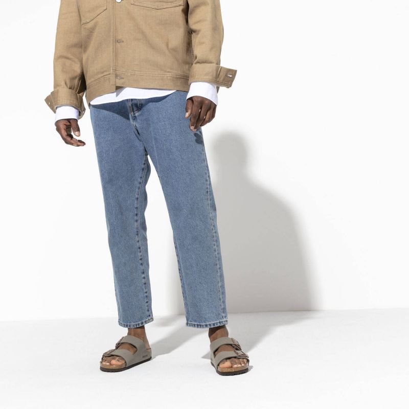 Birkenstock Arizona Birko-Flor Nubuck Stone regular women's/men's flip-flops wide gray (0151211) Footwear/Lifestyle/Birkenstock/Klapki/chodaki Birkenstock