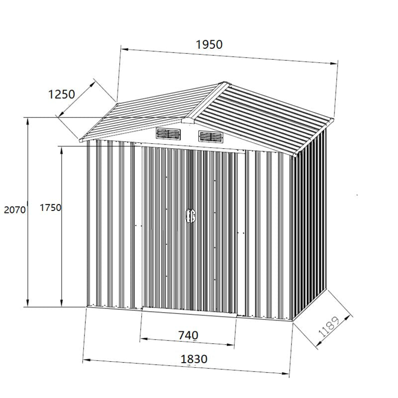 METAL GARDEN TOOL HOUSE 125X195X207CM Home and Garden/Garden Your Sports Performance