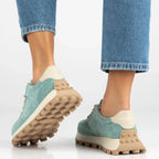 Leather platform sneakers in green Filippo DP7498