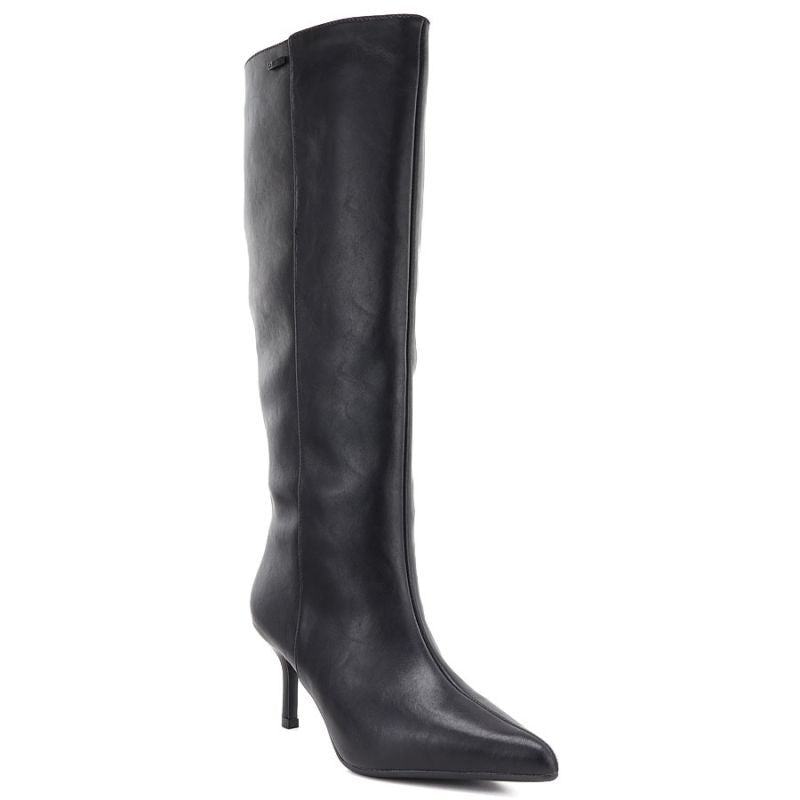 Women's leather boots with a high heel, insulated, black Big Star UU274497