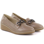 Women's beige wedge shoes with decoration M.Daszyński MR2265 M. Daszyński