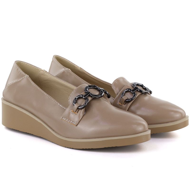 Women's beige wedge shoes with decoration M.Daszyński MR2265 M. Daszyński
