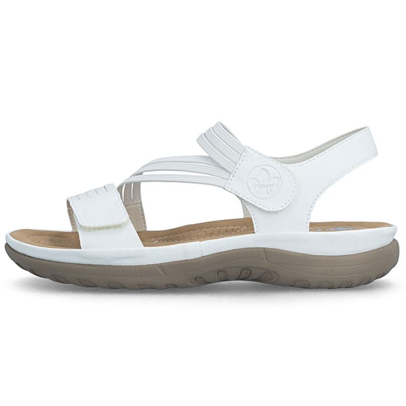 Comfortable women's sandals with Velcro and elastic bands, white Rieker 64870-81 Rieker