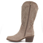 Women's openwork cowboy boots beige S.Barski HY62-8126