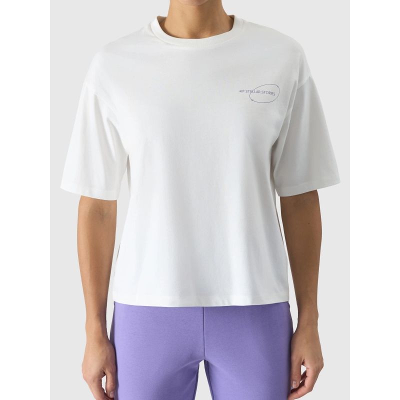Women's oversize printed T-shirt 4F 4FRSS24TTSHF2089-11S *Kategoria tymczasowa Your Sports Performance