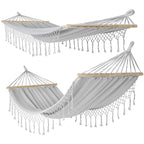 GARDEN HAMMOCK FOR 2 PEOPLE 200X150CM WITH SPREADER BAR AND FRINGE MIAMI GRAY Home and Garden/Garden Your Sports Performance