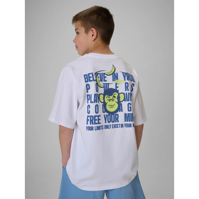 Boy's loose T-shirt with print 4F 4FJRSS26TTSHM4276-10S
