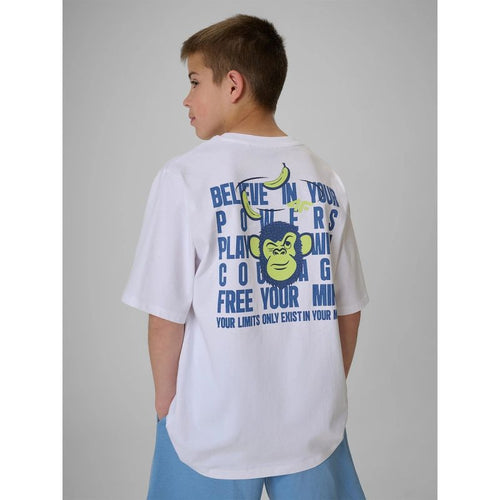 Boy's loose T-shirt with print 4F 4FJRSS26TTSHM4276-10S