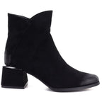Women's black suede high-heeled ankle boots Potocki SZ12875