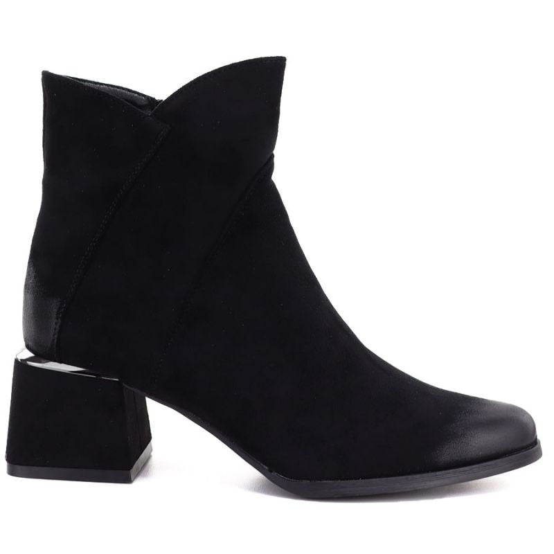 Women's black suede high-heeled ankle boots Potocki SZ12875