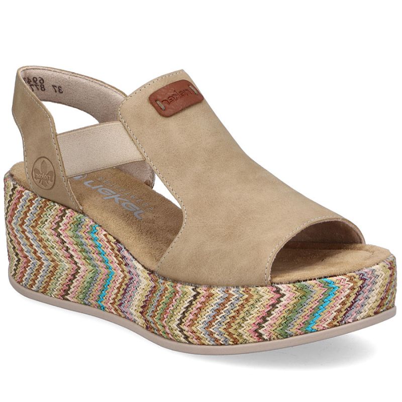 Women's beige wedge sandals Rieker 69472-60 Rieker