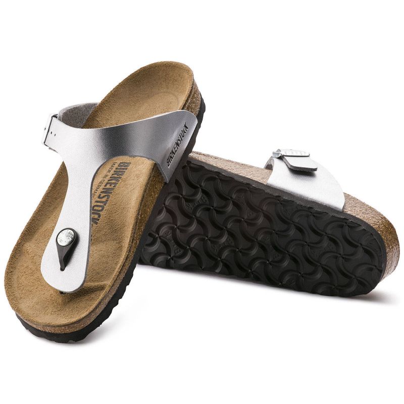 Birkenstock Gizeh Birko-Flor silver regular wide women's flip-flops (0043851) Footwear/Lifestyle/Brinkenstock/Japonki Birkenstock